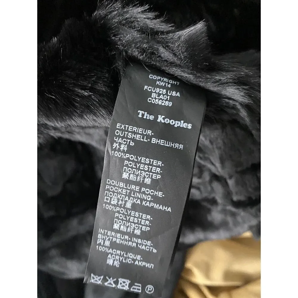 The Kooples black faux suede moto biker fur lined jacket vegan leather S - Picture 8 of 9